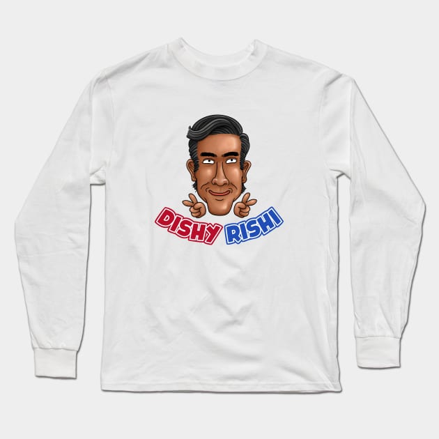 Dishy Rishi Sunak Victory Sign Long Sleeve T-Shirt by Takeda_Art